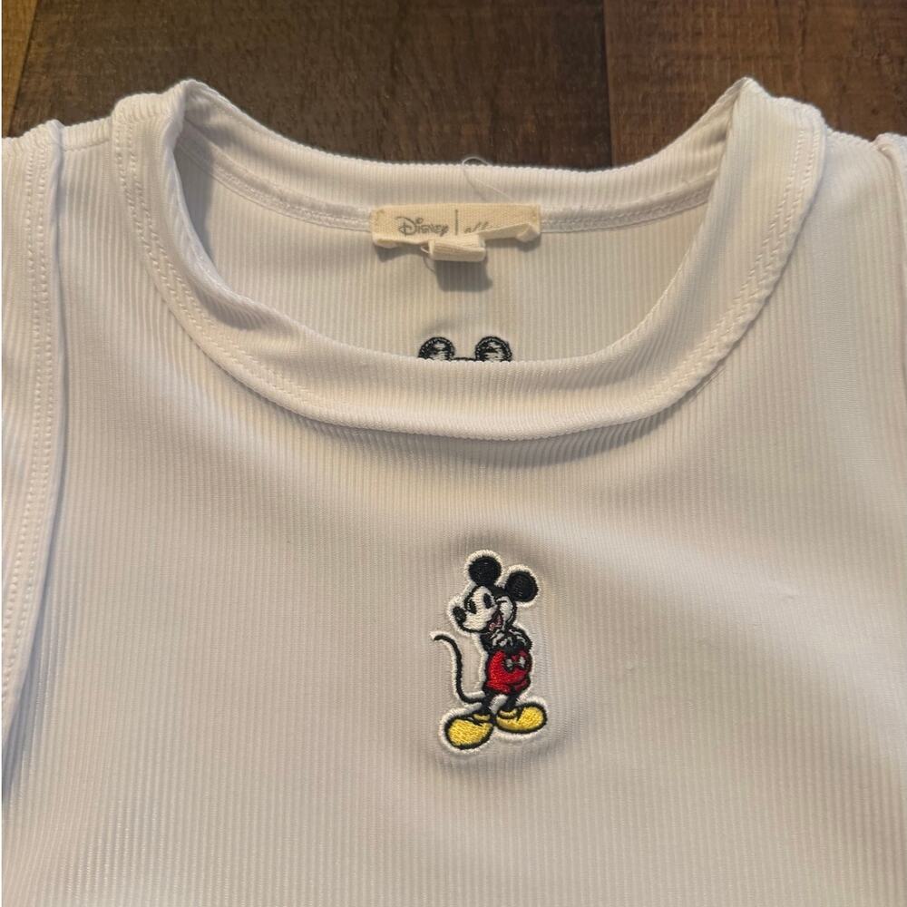 Disney x Albion Fit Mickey Ribbed Tank Top White Sleeveless Medium - Picture 2 of 8